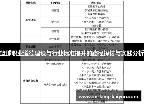 篮球职业道德建设与行业标准提升的路径探讨与实践分析